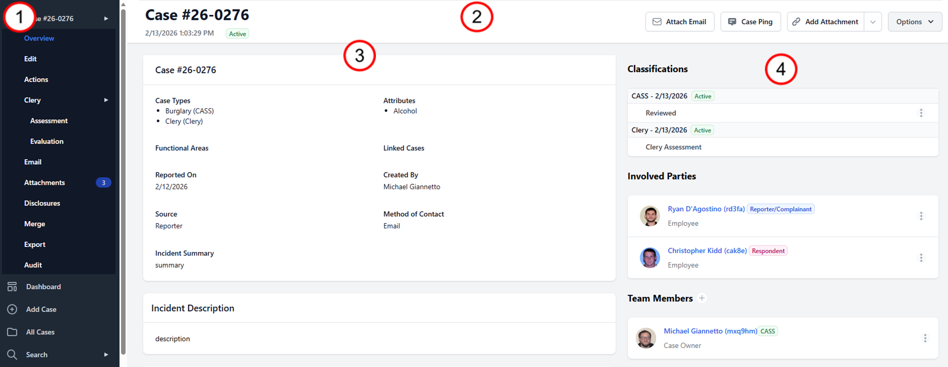 Case Overview page layout